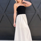 Two Toned Midi Dress In Black - Infinity Raine