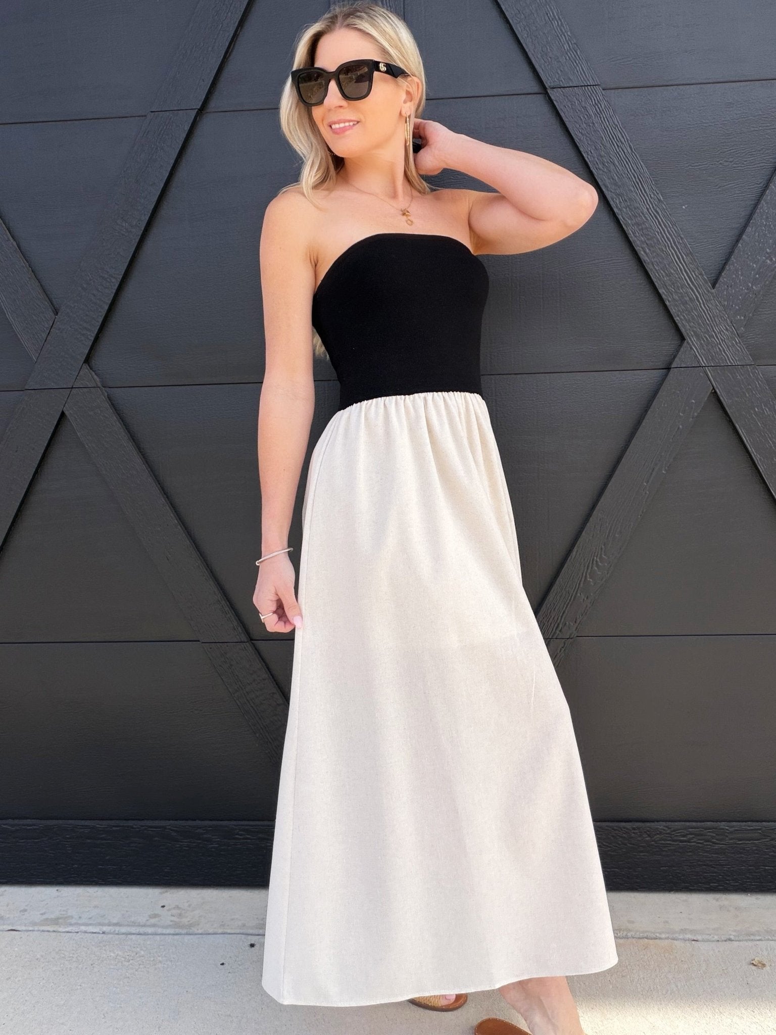 2 in 1 midi dresses Laura Black Regular 2 in 1 Metallic Midi Dress