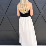 Two Toned Midi Dress In Black - Infinity Raine