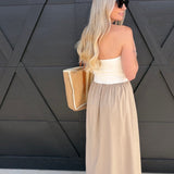 Two Toned Midi Dress In Tan - Infinity Raine