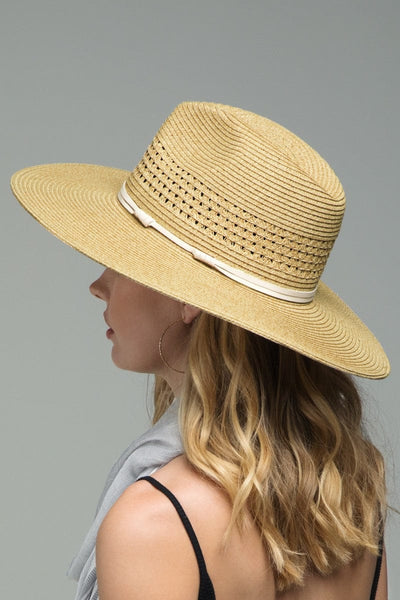 Woven Panama Hat- White Band - Infinity Raine