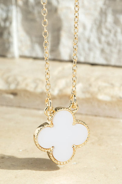 Clover Pendant Necklace-White - Infinity Raine