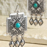 Natural Stone Navajo Cross Earrings-Turquoise - Infinity Raine