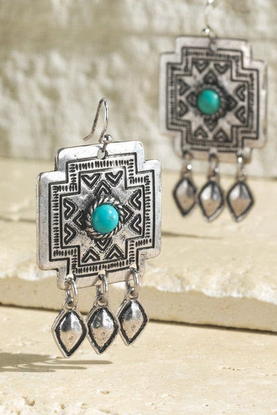 Natural Stone Navajo Cross Earrings-Turquoise - Infinity Raine