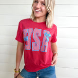 USA Stripes & Bows Tee In-Red - Infinity Raine