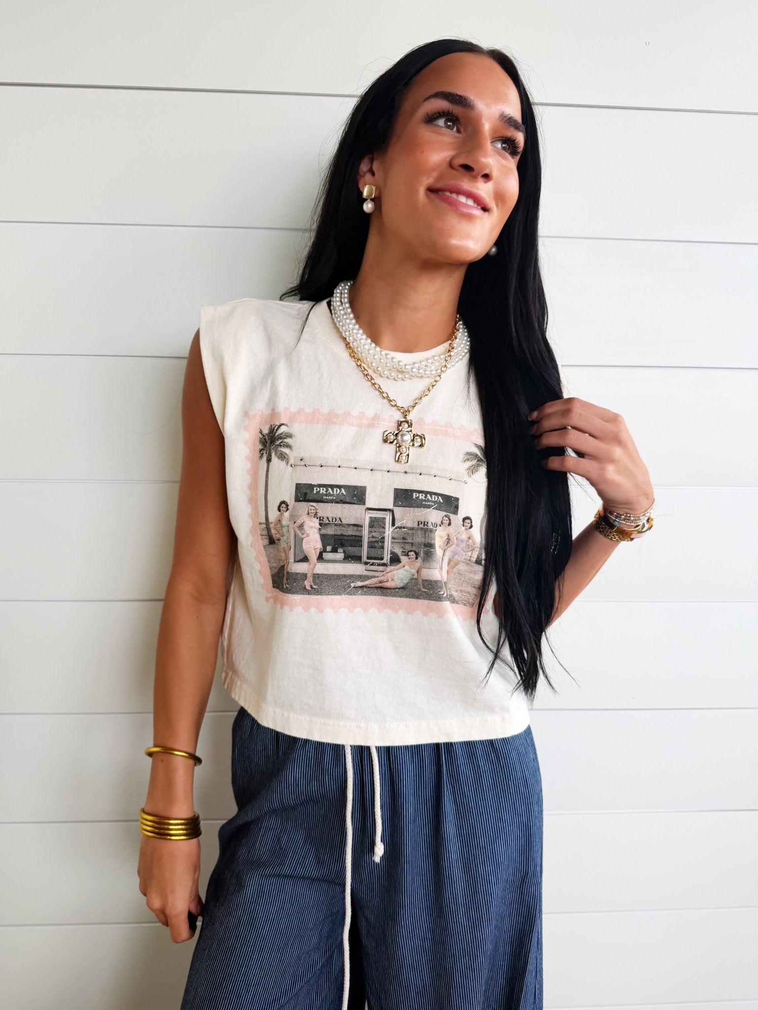 Vacation to Marfa Tee In Ivory - Infinity Raine