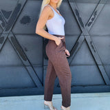 Twill Back Invisible Zipper Tucked Trouser In Brown - Infinity Raine