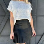 Faux Leather Pleated Short Skirt In Black - Infinity Raine