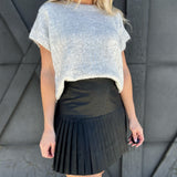 Faux Leather Pleated Short Skirt In Black - Infinity Raine
