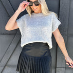 Faux Leather Pleated Short Skirt In Black - Infinity Raine
