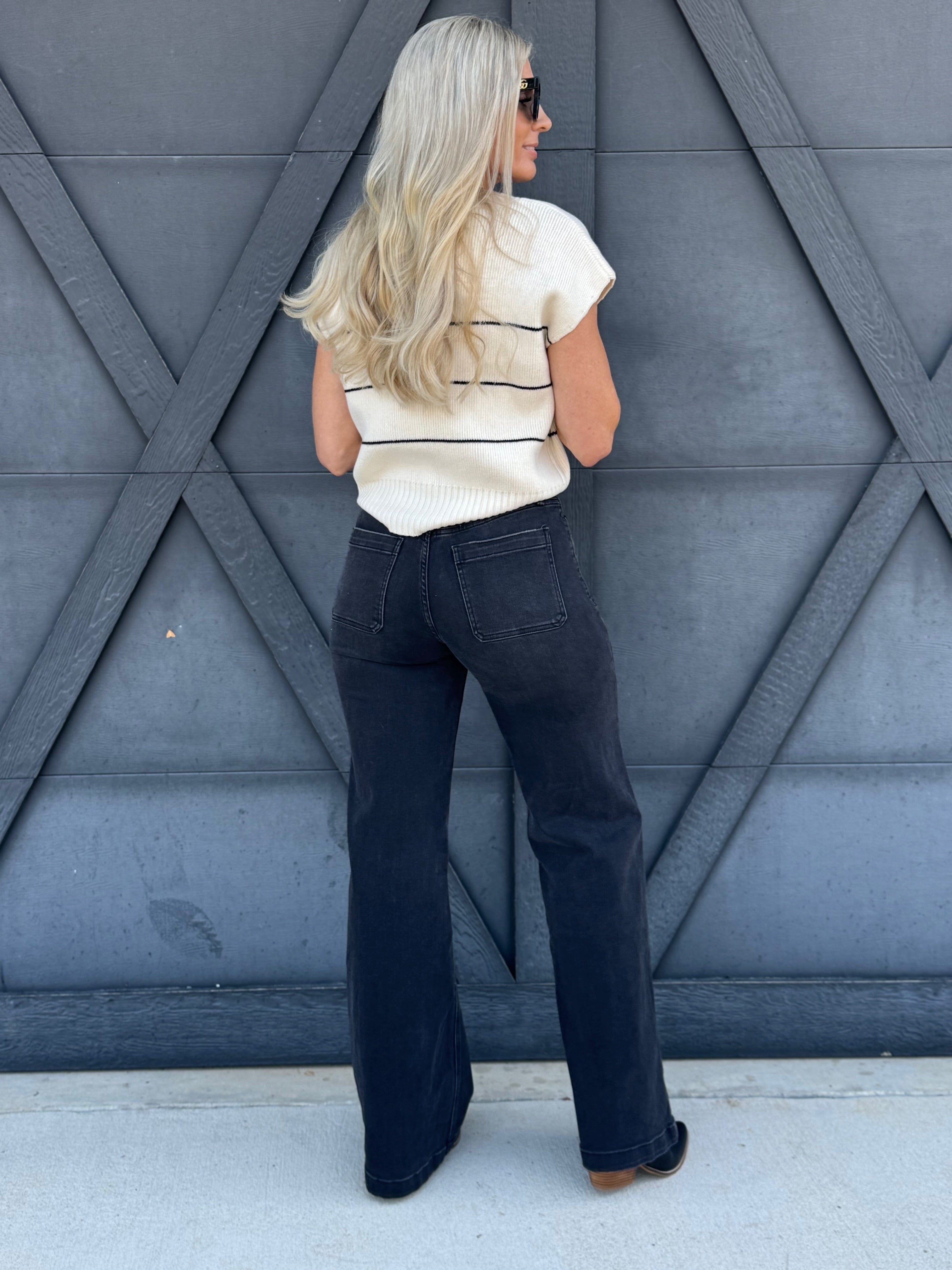 High Rise Wide Trouser Jeans In Engross - Infinity Raine