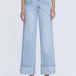 Vervet Super High Rise Cuffed Baggy Wide Jeans In Streamlined - Infinity Raine