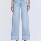 Vervet Super High Rise Cuffed Baggy Wide Jeans In Streamlined - Infinity Raine