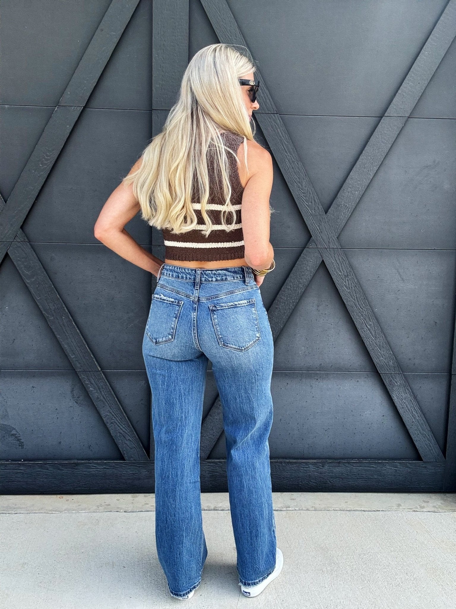 Vervet High Rise Full Length Wide Leg Jeans In Astonishing - Infinity Raine