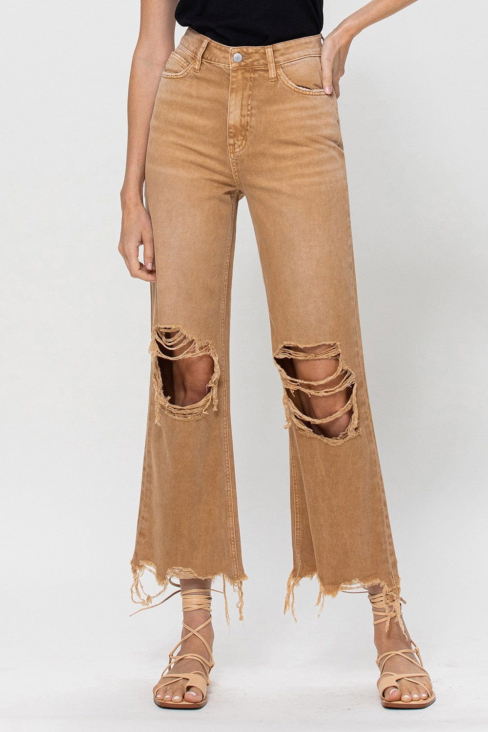 Vervet 90s Vintage Crop Flare Jeans-Mustard - Infinity Raine
