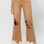Vervet 90s Vintage Crop Flare Jeans-Mustard - Infinity Raine