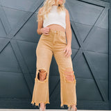 Vervet 90s Vintage Crop Flare Jeans-Mustard - Infinity Raine