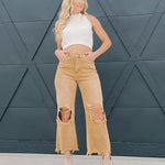 Vervet 90s Vintage Crop Flare Jeans-Mustard - Infinity Raine
