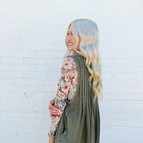 V-Neck Sleeveless Demin Romper In Olive - Infinity Raine