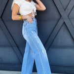 Pearl High Rise Jeans In Light Stone - Infinity Raine