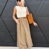 Village Belted Midi Skirt In Taupe - Infinity Raine