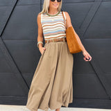 Village Belted Midi Skirt In Taupe - Infinity Raine