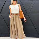 Village Belted Midi Skirt In Taupe - Infinity Raine