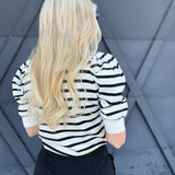 Stripe Sweater Top In Black - Infinity Raine