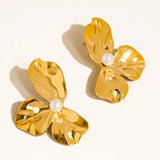 Vintessa 18K Gold Non-Tarnish Flower Shell Pearl Earrings - Infinity Raine