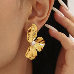 Vintessa 18K Gold Non-Tarnish Flower Shell Pearl Earrings - Infinity Raine