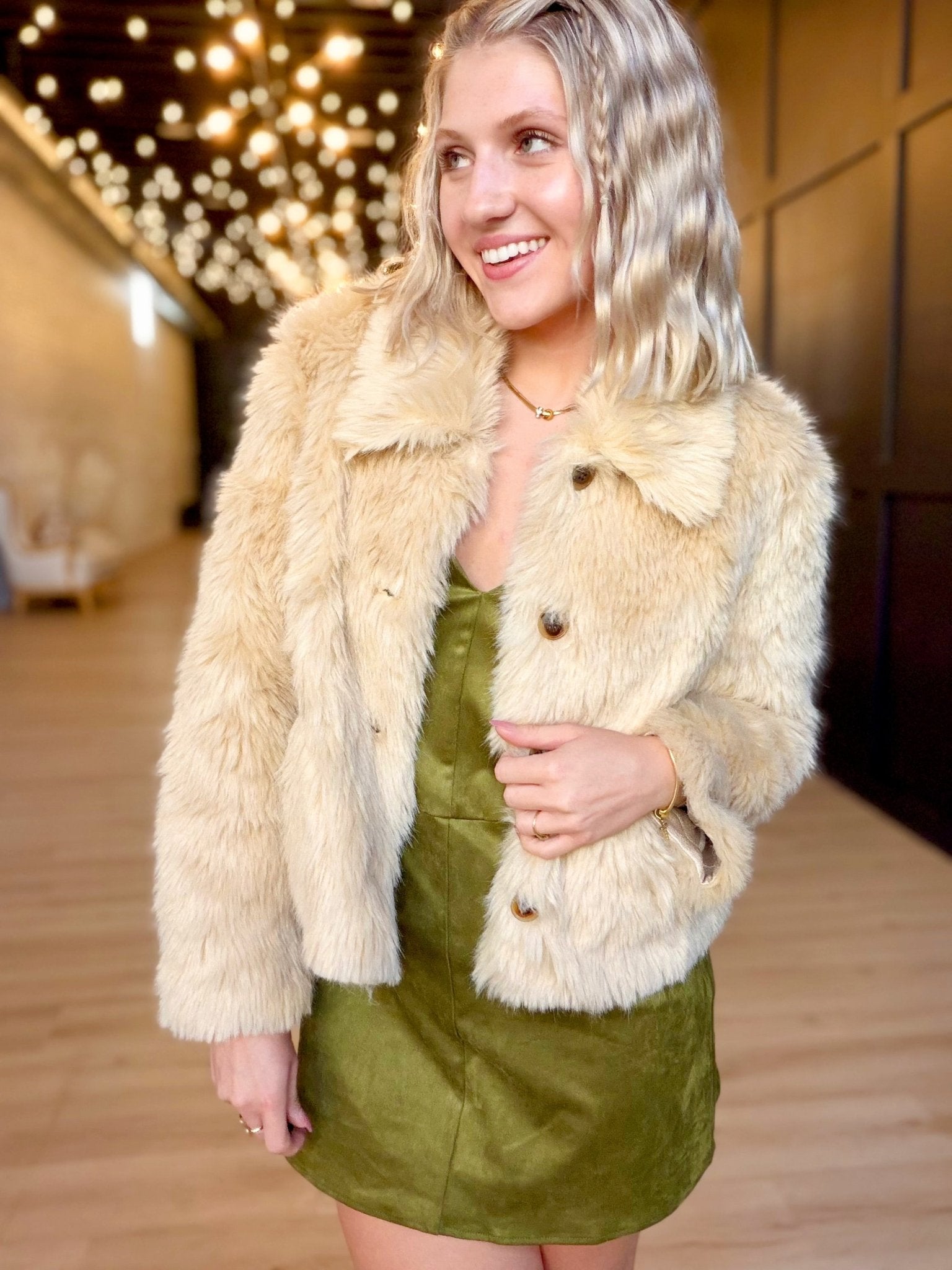 Calla Faux Fur Coat Cream - Infinity Raine