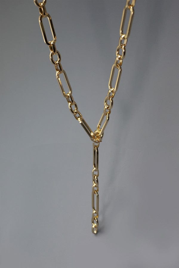 Elevated Y Link Chain Necklace- Gold - Infinity Raine