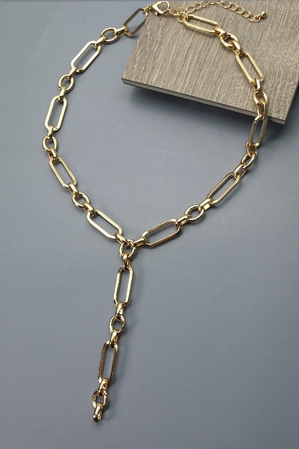 Elevated Y Link Chain Necklace- Gold - Infinity Raine