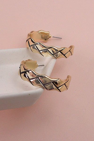 Geometric Braid Hoop Earrings-Gold - Infinity Raine