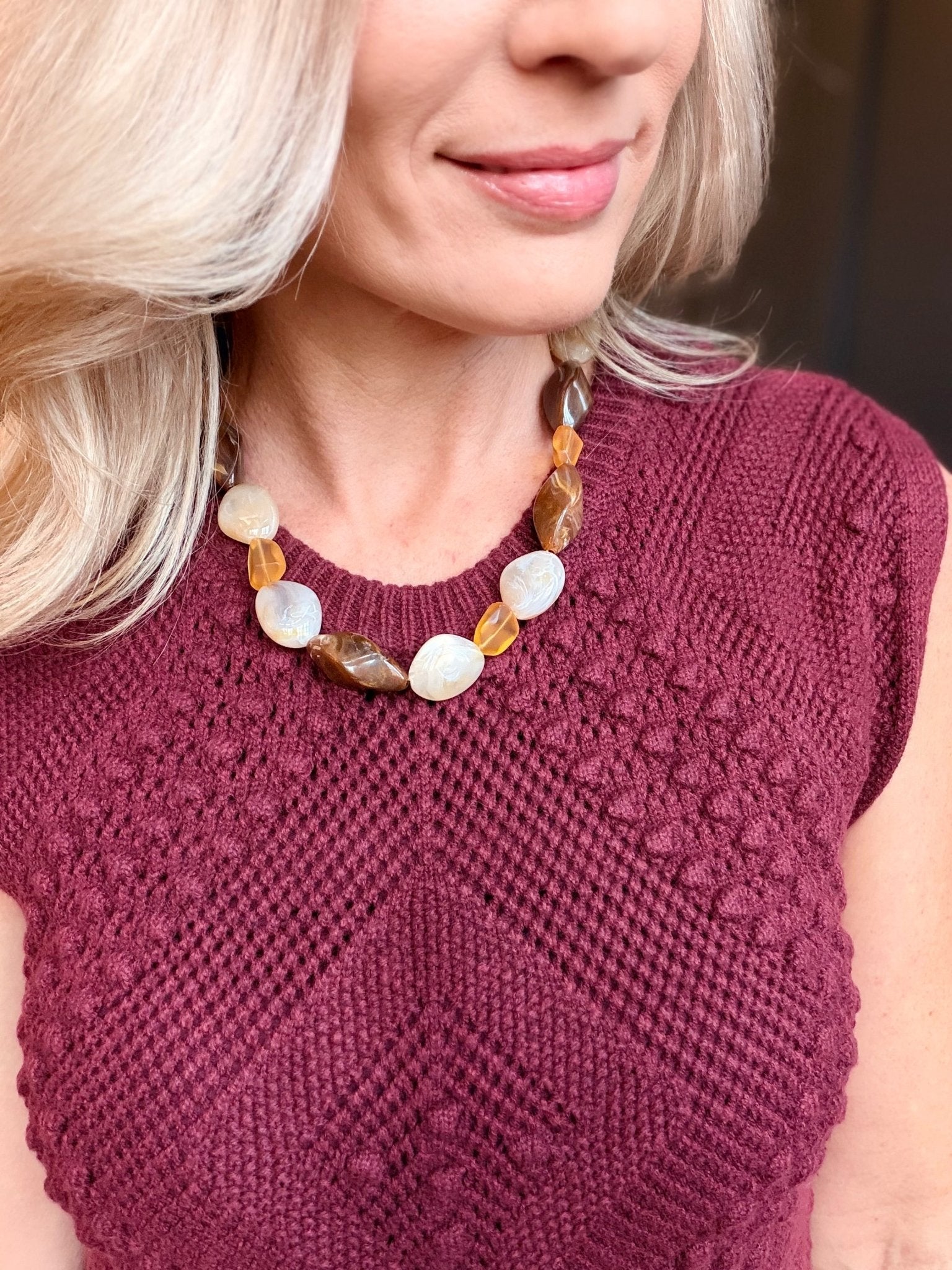 Wandering Intricate Knit Dress In Burgundy - Infinity Raine