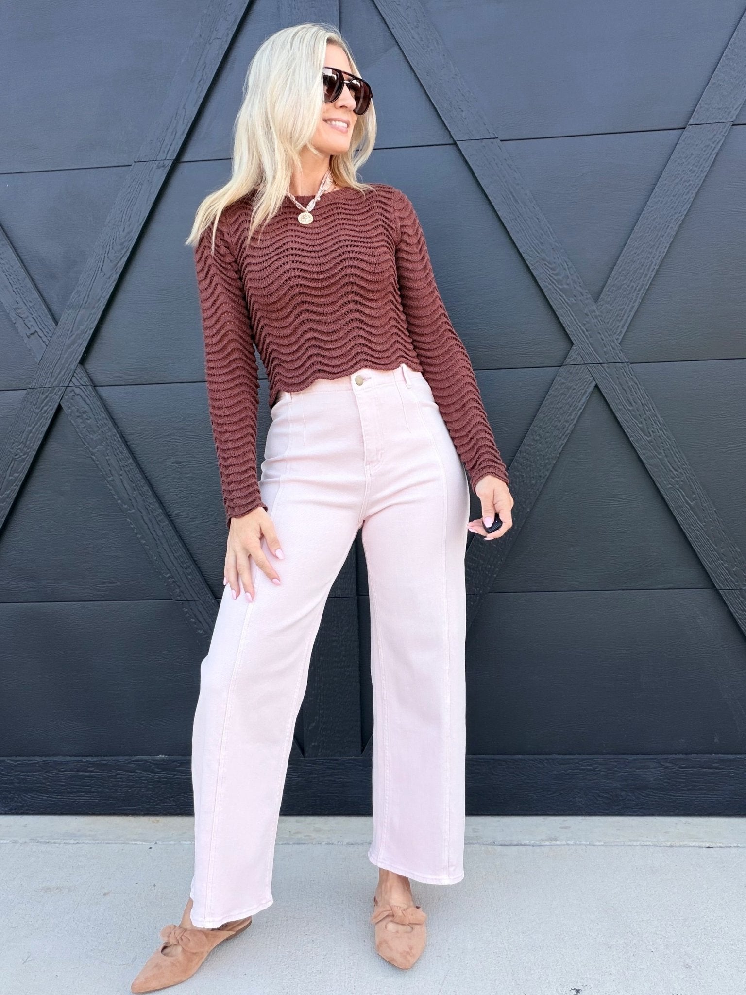 Washed Color Stretch Pants In Baby Pink - Infinity Raine