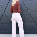 Washed Color Stretch Pants In Baby Pink - Infinity Raine
