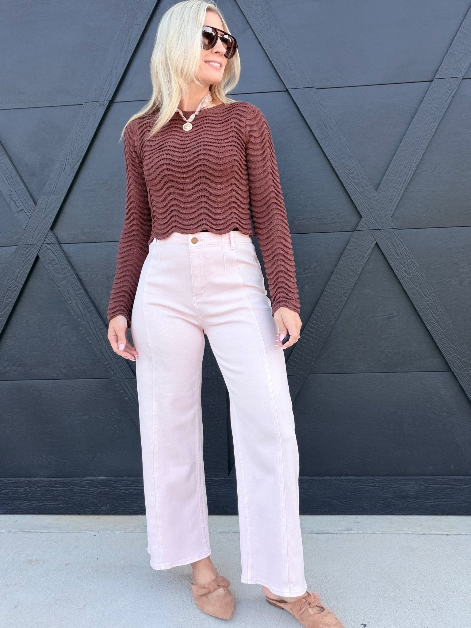 Washed Color Stretch Pants In Baby Pink - Infinity Raine