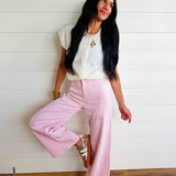Washed Color Stretch Pants In Baby Pink - Infinity Raine