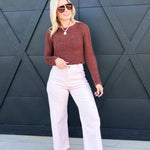 Washed Color Stretch Pants In Baby Pink - Infinity Raine