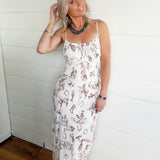 Wester Print Maxi Dress In Cream - Infinity Raine