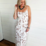 Wester Print Maxi Dress In Cream - Infinity Raine