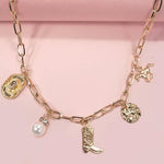Western Boot Star Hat Horseshoe Charm Necklace - Infinity Raine