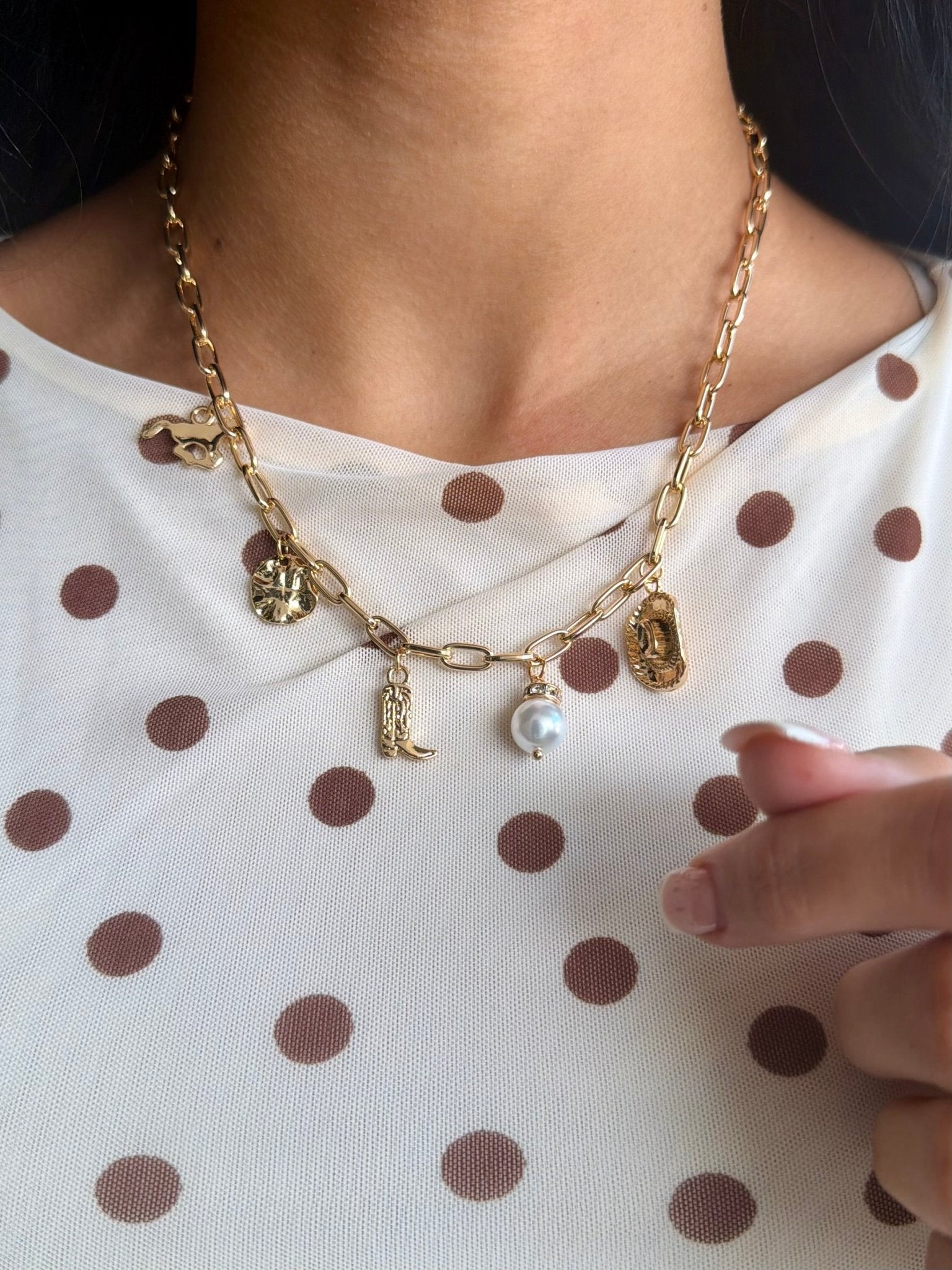 Western Boot Star Hat Horseshoe Charm Necklace - Infinity Raine