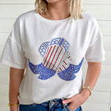 Western Boots Rhinestone T-Shirt In Ivory - Infinity Raine