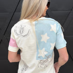 Western Flag Embroidery Crewneck In White - Infinity Raine