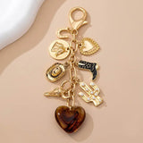 Western Heart Cross Hat Boot Heart Bag Charm In Gold - Infinity Raine