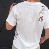 Western Motif Embroidered Graphic T Shirt In Off White - Infinity Raine