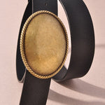 Western Oval Buckle Leather Belts - Infinity Raine