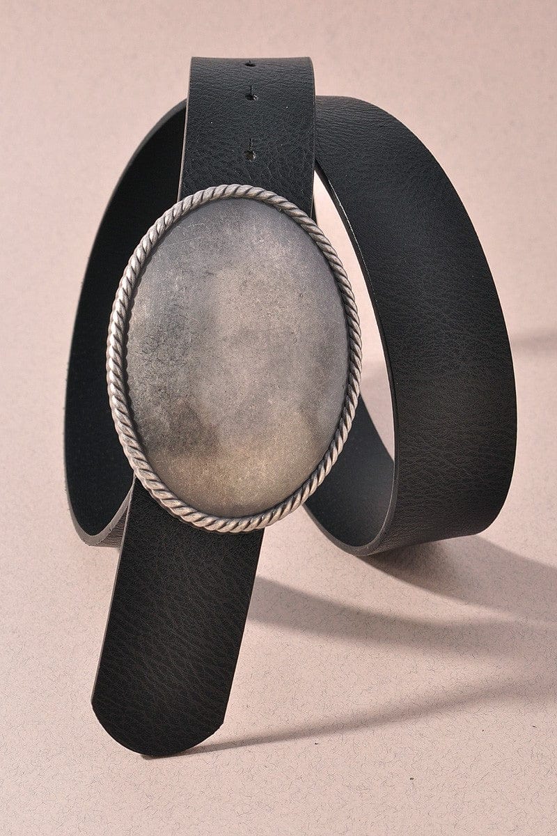 Western Oval Buckle Leather Belts - Infinity Raine